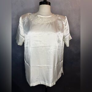 Vintage Lace After Noon Ivory Satin Blouse – NWT – Size M
